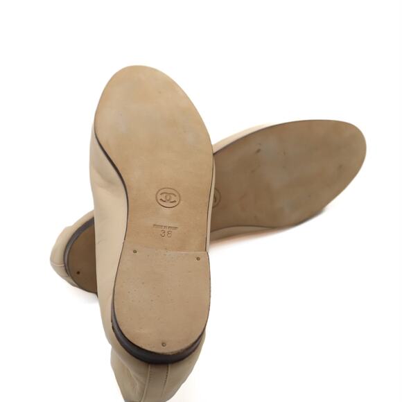 Chanel CC Turnlock Vintage Leather Ballet Flats Size 38 - Picture 7 of 12